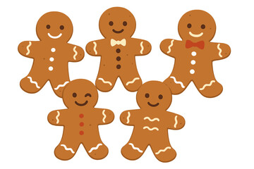 Vector illustration of a gingerbread family with a Christmas theme