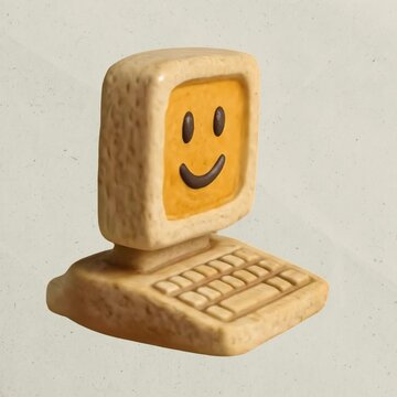 Retro computer with smile animation isolated asset, transparent 4K video, alpha channel, ProRes 4444