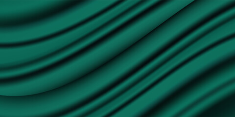 Dark teal emerald green silk satin. Shiny smooth fabric
