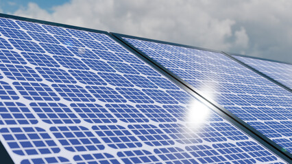 Solar panels producing green, renewable energy