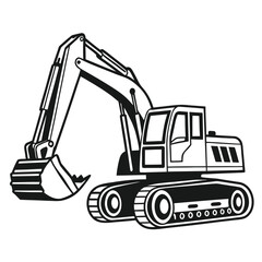 Naklejka premium Black and White Construction Equipment Icon Set in Minimal Vector Style