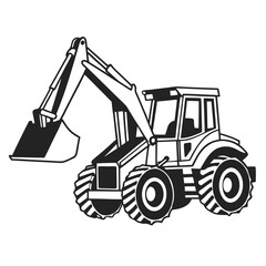 Naklejka premium Simple Black and White Construction Vehicle Icon Silhouette