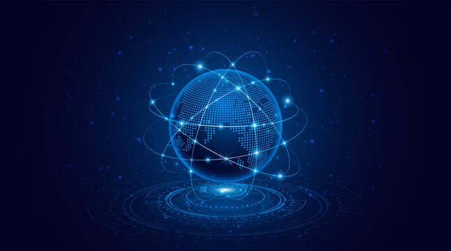 Concept of global network connection. World map. Modern internet network connection technology. High speed internet or fast wireless data transmission.
