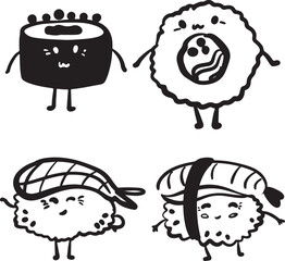 Cute sushi character japanese cuisine	