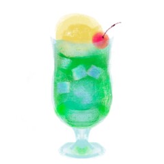 Retro melon soda float in a rounded glass