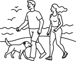 man and woman walking