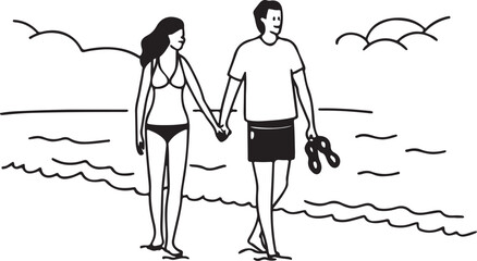 Fashionable figures, including a girl with an umbrella and a woman with a bag, are depicted in various artistic styles like sketches, vectors, and silhouettes, showcasing diverse beauty and summer sty