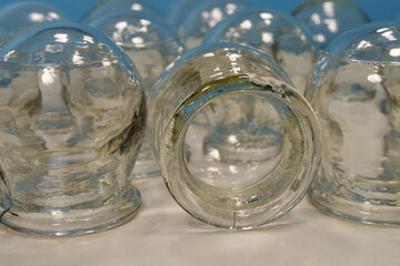 Glass medical cups for medical purposes, rehabilitation, increasing blood flow