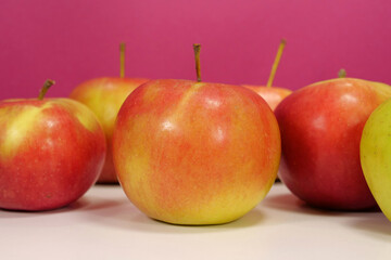 Ripe juicy red and yellow apples