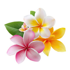 Fototapeta premium Plumeria and waterlilies and roquins isolate on transparent background