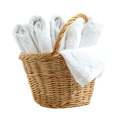 White spa towels In Basket isolate on transparent background
