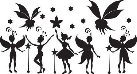 Elegant vector silhouettes showcasing butterflies, floral designs, and a woman with a butterfly, perfect for spring or summer nature-inspired decorations