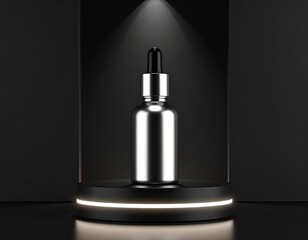 Radiant Silver Serum Bottle Elegant Product Photography