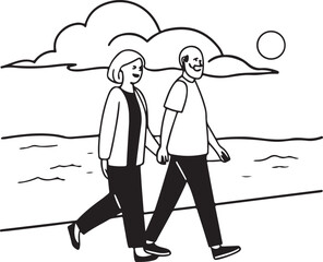 Man and woman silhouette illustration, a black vector art of a loving couple, family, or business people