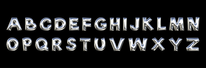 Metallic letters display a striking halftone effect that enhances their dimensional appearance, making them ideal for creative designs and promotional materials.