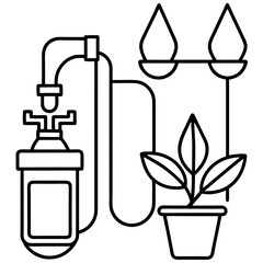 Drip Irrigation Kit line art vector