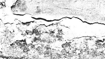 Cracked Wall Vector Texture for Grunge Design, Black and White Crack Overlay Vector Background, Damaged Concrete Texture Template in Vector Style, Grunge Crack Line Texture for Urban Design Projects