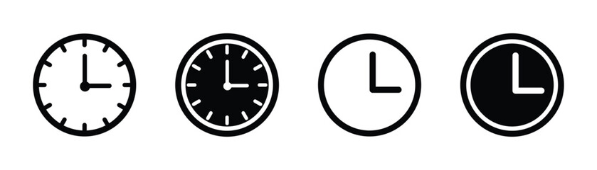 Time clock icon vector outline set illustration sign