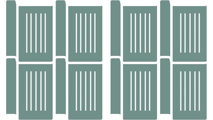 A repeating pattern featuring stylized saloon doors with vertical slats. The doors are depicted in a muted teal color against a white background, creating a clean and modern aesthetic