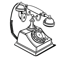 Minimal old telephone icon vector silhouette, clipart, symbol, black color silhouette. Pro Vector. Classic retro telephone icon in black silhouette style. Vector illustration, symbol, and clipart .