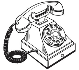 Minimal old telephone icon vector silhouette, clipart, symbol, black color silhouette. Pro Vector. Classic retro telephone icon in black silhouette style. Vector illustration, symbol, and clipart .