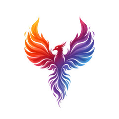 Obraz premium Angel Wings Vector Rainbow Phoenix in transparent background