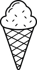 Black and White Ice Cream Cone Illustration Minimalist Food Line Art Vector