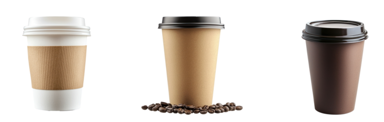 Coffee Plastic Cup with wrap paper isolate on transparent background