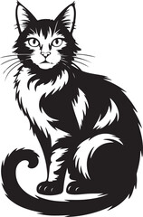 Obraz premium Elegant Cat Silhouette A Graceful Feline Illustration for Animal Lovers