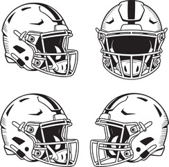 Hand drawn style American Football Helmet silhouette isolated on transparent background