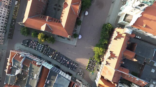 Aerial view of historical center of medieval city Torun