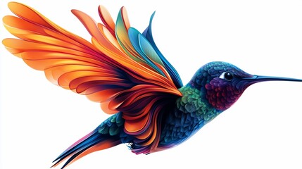Obraz premium Vibrant hummingbird in flight, showcasing vibrant, colorful feathers