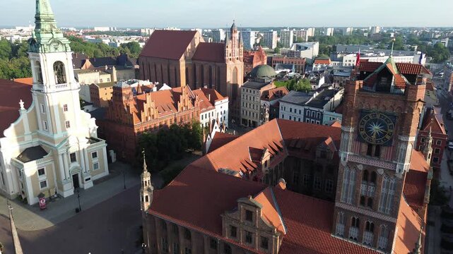 Aerial view of historical center of medieval city Torun