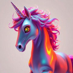 Embracing magic with a vibrant unicorn statue illuminated by radiant colors and enchanting details