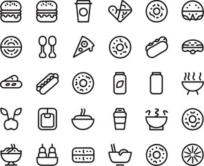 food and drink items icon bundle set colorful line art design stock royalty free image premium quality