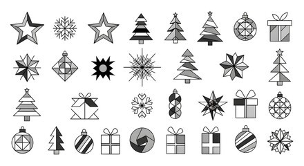 Obraz premium Monochrome Christmas Icons