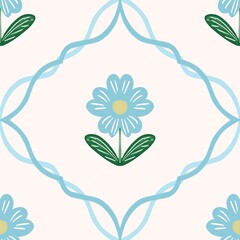 Seamless watercolour and unique floral pattern background for covers, notes, banner. Soft backgrounds colour. Watercolour art work. Flower stalk. Colourful flower. Summer Spring.