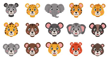 Obraz premium Cute Cartoon Animals Vector Set