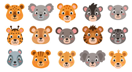 Obraz premium Cute Cartoon Animals Vector Set