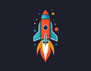 Rocket Vector Illustration – Flat Style Space Launch Icon