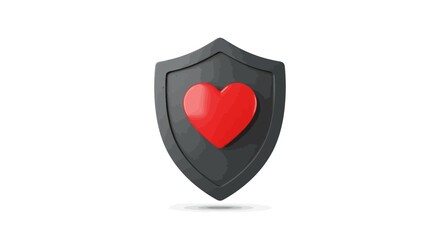 A red heart symbol centered within a dark gray shield, representing protection.