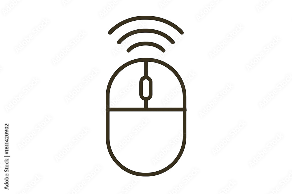 Poster wireless computer mouse line icon. vector illustration of a pc peripheral device. technology concept