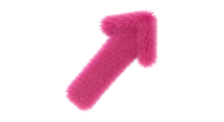 Vibrant pink fluffy arrow pointing upwards signifying growth progress success direction and positive movement towards goals