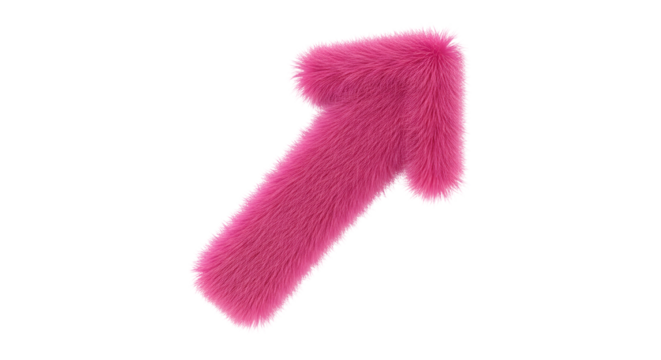 Vibrant pink fluffy arrow pointing upwards signifying growth progress success direction and positive movement towards goals