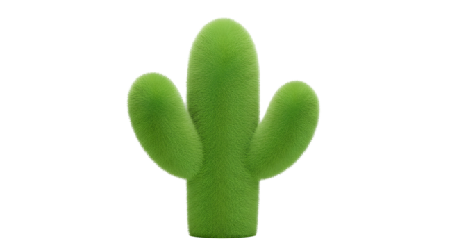 Vibrant, fluffy green cactus icon adds a touch of desert charm and playful texture to modern designs.
