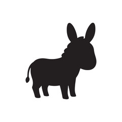 Obraz premium Cute donkey silhouette on white background. Donkey icon vector sign illustration design