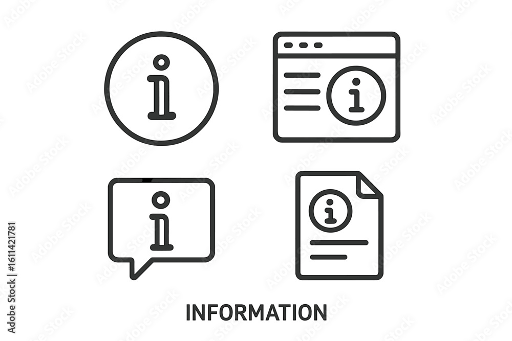 Poster information icon set. thin line style vector symbols for web design, user interface (ui), and mobile