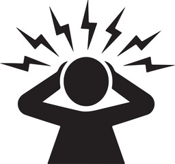 Overwhelmed Person Vector Illustration with Hands on Head and Lightning