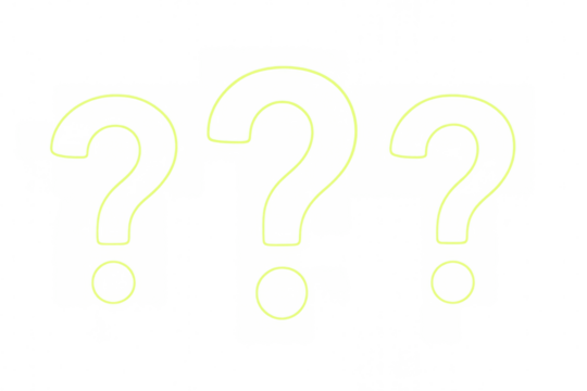 Yellow question marks floating against transparent backdrop, symbolizing confusion and query