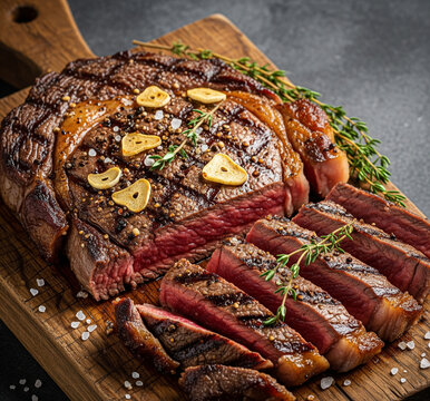 delicious and tasty steak served and cut into pieces according to size